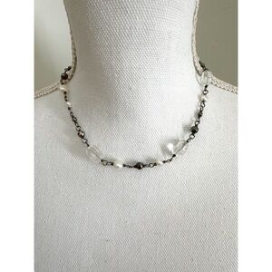 Silpada Sterling Silver 925 Freshwater Pearl Crystal Quartz Beaded Necklace 18”